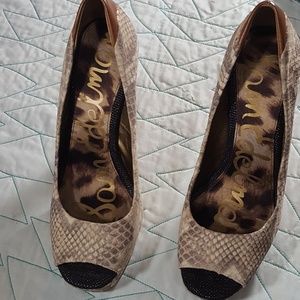 Sam Edelma Tacoma Snake Print Heels